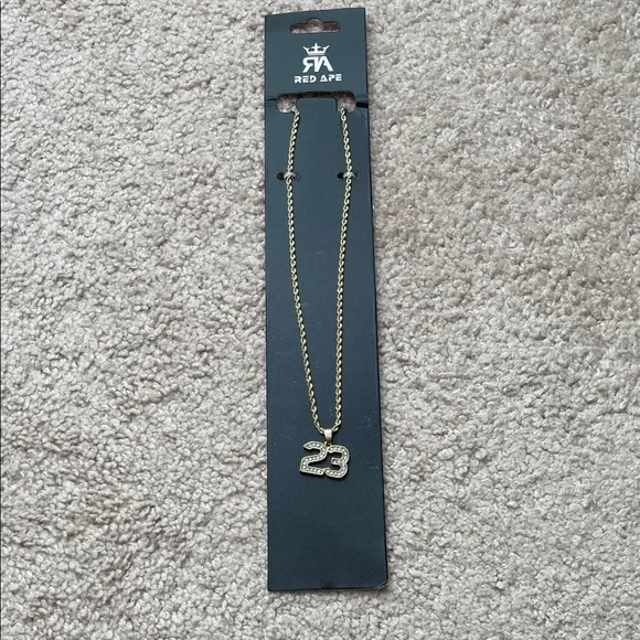 NWT Red Ape Gold Necklace with Jordan Style “23” Pendant