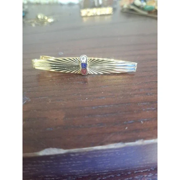 Vintage Oddfellows FLT Sunburst Goldtone Tie Clasp
