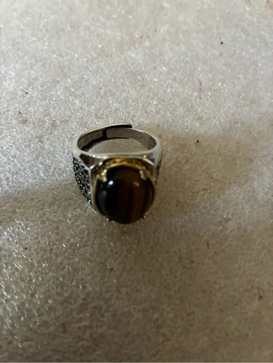 Men's Turkish Silver Ring with Brown Tiger's Eye Stone