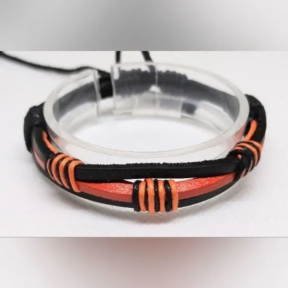 Men's bracelet layered black new e93‎