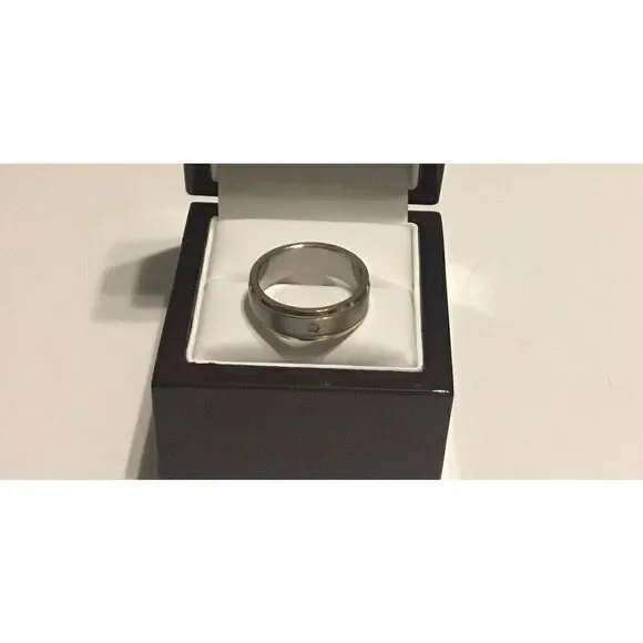 New Mens Two-Tone Stainless Steel Spinner Band Ring Sz 9