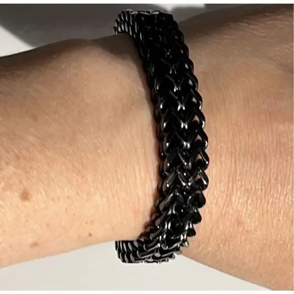 Men’s Black Metal Bracelet with Magnetic Closure