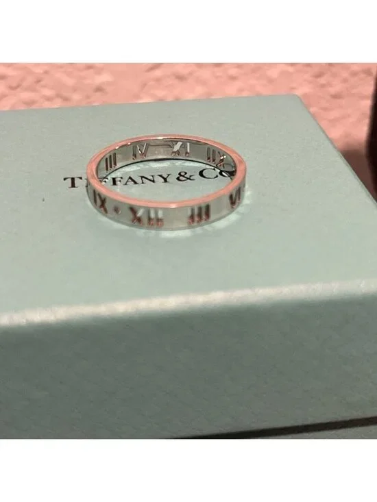 TIFFANY & CO. 18K White GOLD ATLAS PIERCED ROUND DIAMOND RING SIZE 10 New Mens