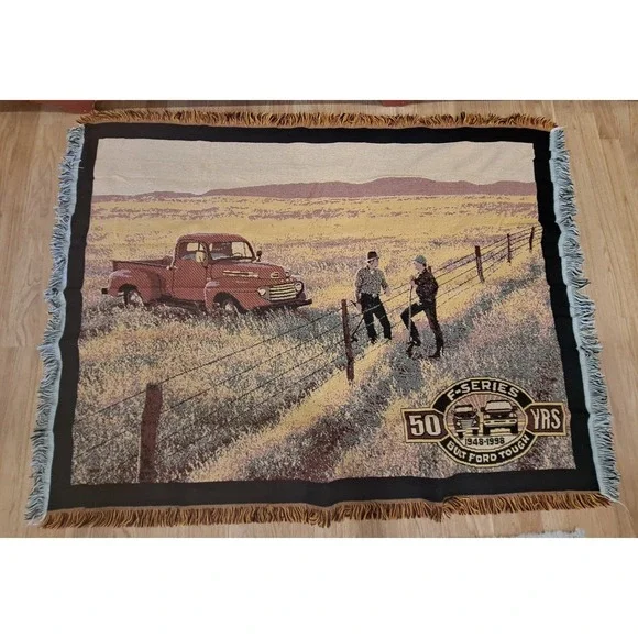 Vintage Ford F-Series 50 Year Anniversary 1948-1998 Woven Tapestry Throw 54