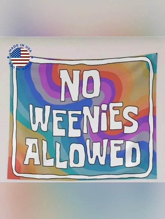 No Weenies Allowed Rainbow Wall Tapestry 30x40in Spongebob Theme