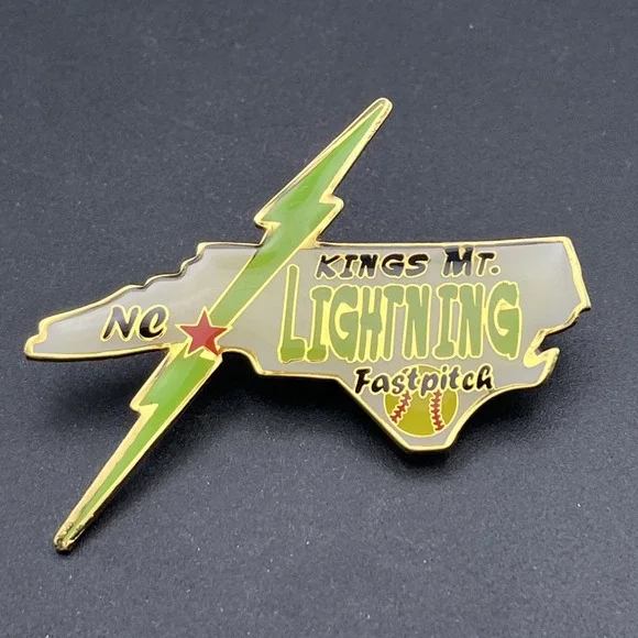 North‎ Carolina Kings Mt. Lightning Fast Pitch Softball Lapel Hat Pin