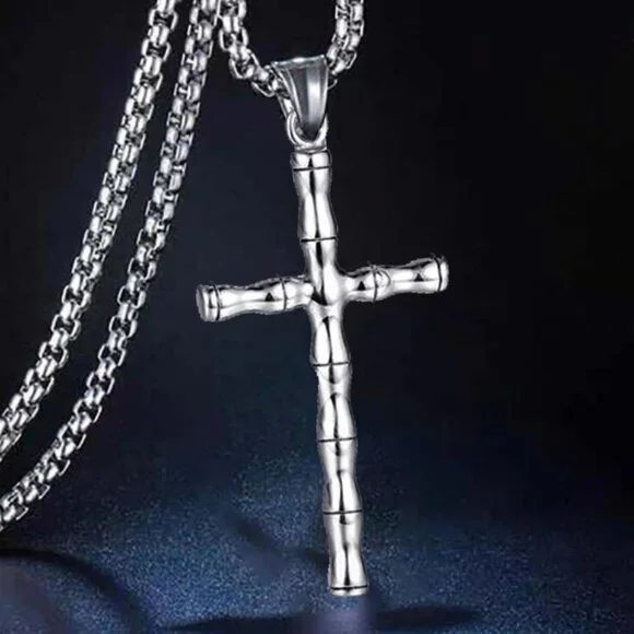 ❤️Fashionable Bamboo Cross Christian Pendant Necklace for women/men,N90201P196