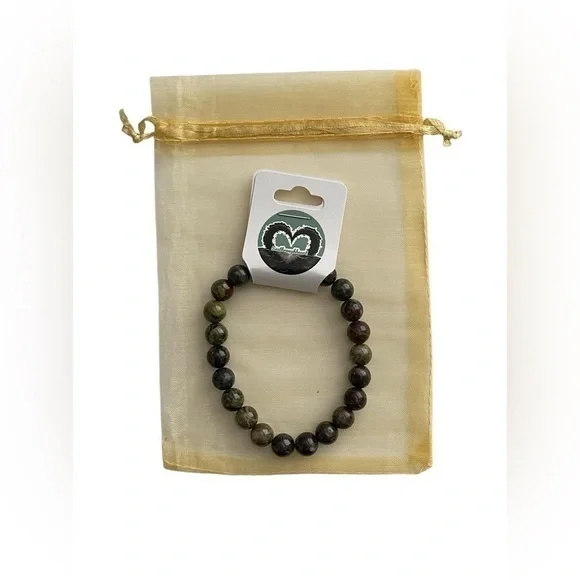 Genuine Dragons Blood Jasper Gemstone 8mm Bracelet