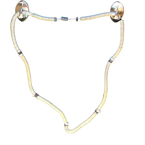 Cream Puka Shell Necklace Skinny Beads with Accents Hawaiian Beach Surfer Y2K