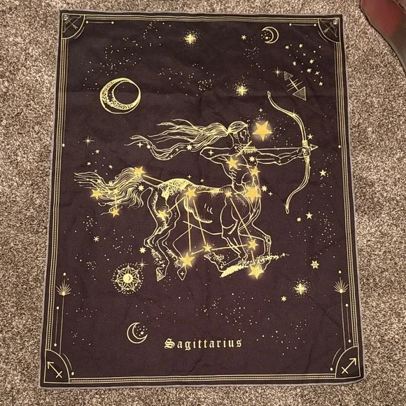 Sagittarius an Cancer Zodiac Wall Tapestry - Black and Gold (price for one)
