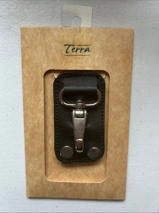 Terra Leather Belt Loop Key Clip Keychain NWT Black
