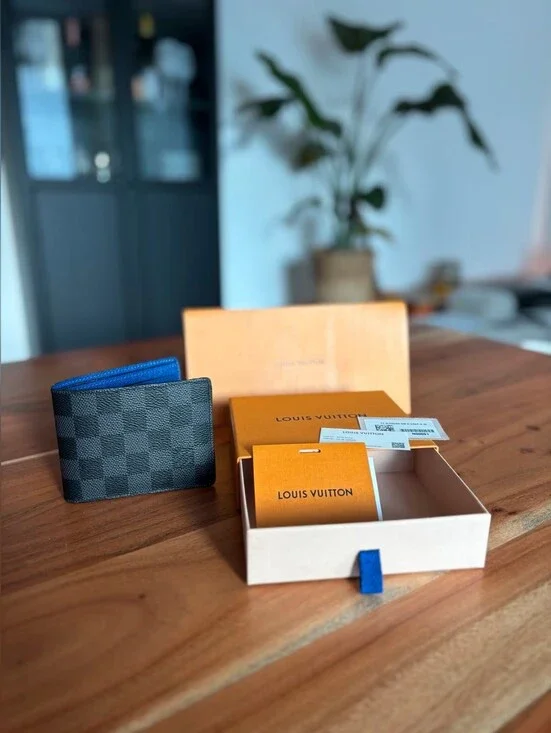 Louis Vuitton Blue and Black Damier Graphite Card Holder Wallet