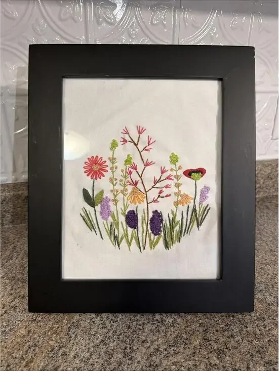 Wall Art Embroidery Flowers Floral Garden Home Decor Nursery County Office
