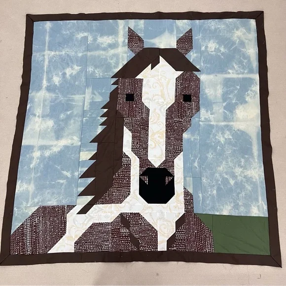 Handmade Original horse Baby Quilt Top 47x47