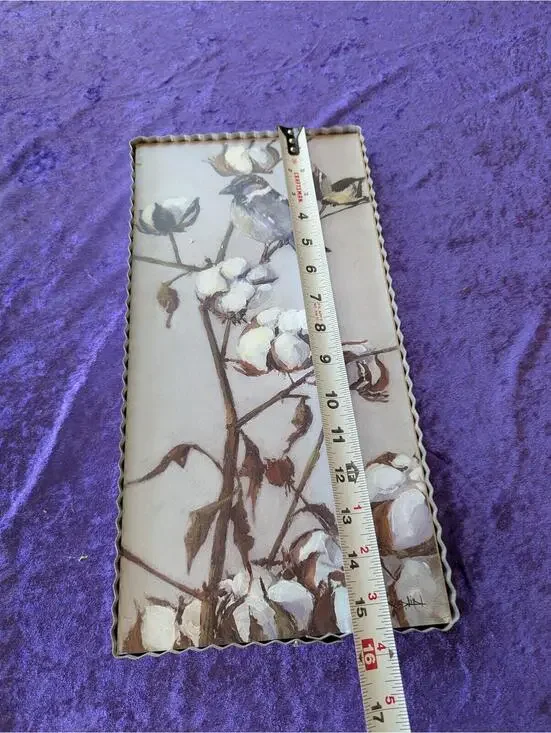 Print Decor with Cotton Plant and Bird Design