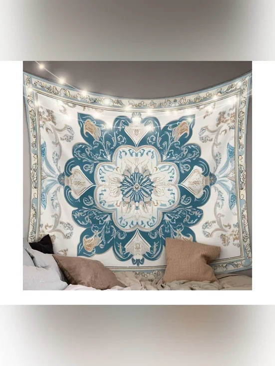 New 59x79 Bohemian Tapestry Retro Wall Art for Living Room Teal Blue Decorative
