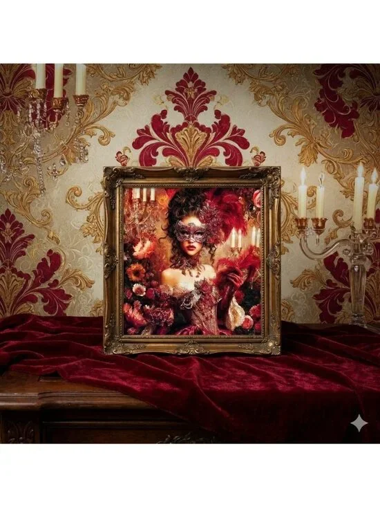 Masquerade Lady Rose Cross Stitch Kit 11CT Printed Aida DIY Embroidery 20x20