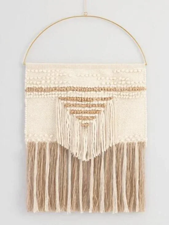 Brand New! White and Gold Woven Wall Bohemian Hanging Macrame Decor World Market