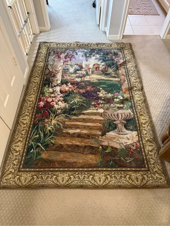 Gorgeous Giant Tapestry Wall Hanging - 54”x88” “Ancient Garden Urn” Mohawk Home