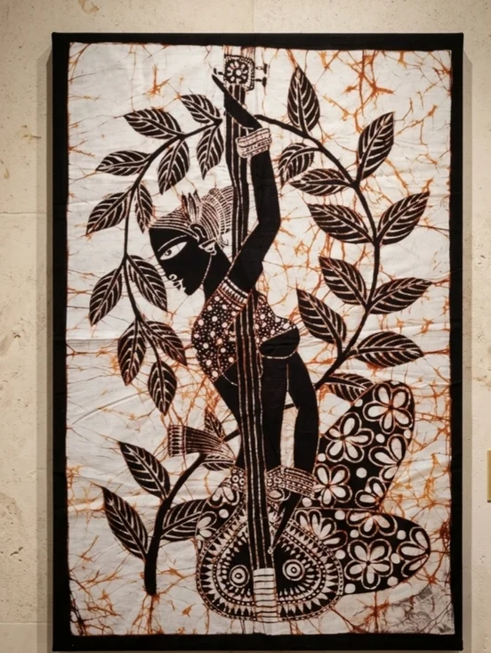 Handcrafted Black & White Batik Wall Art Tapestry Without Frame