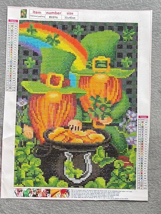 Finished St. Patrick's Day Leprechaun Pumpkin Diamond Painting