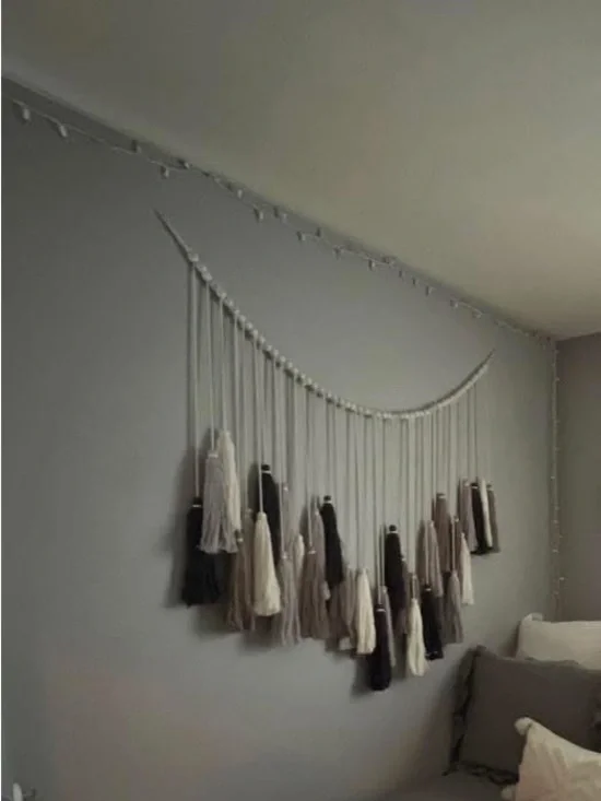 Pottery Barn Teen Tassel Wall Hanging - Gray, Cream & Black