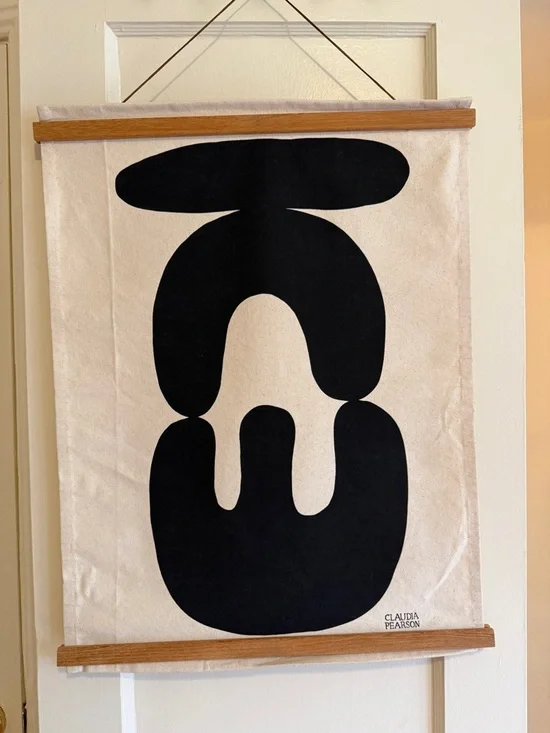 West Elm Claudia Pearson Balance Black Abstract Canvas Wall Hanging