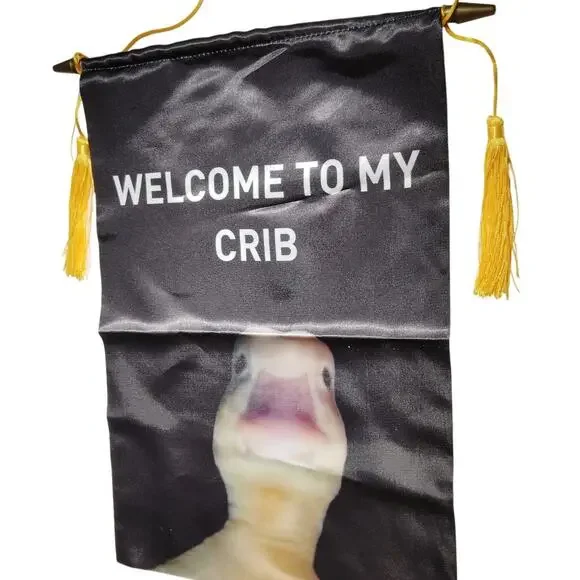 Welcome to My Crib Duck Wall Tapestry 12×18 in Double‑Sided Hanging Banner