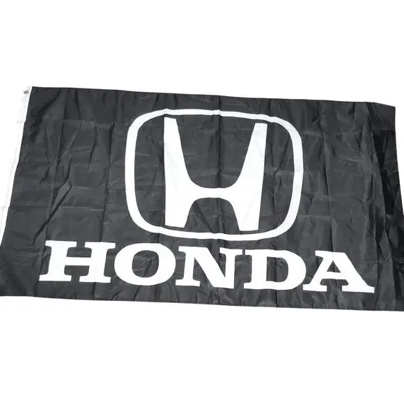 Honda Flag 3×5 ft Black White Logo Polyester Canvas Header Brass Grommets