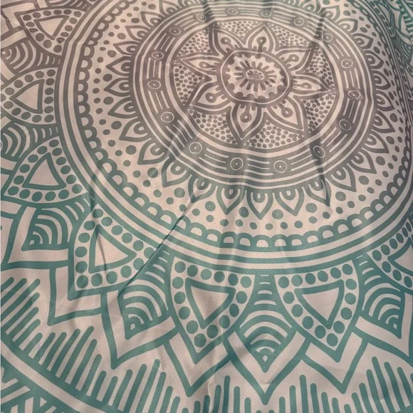 Boho Mandala Wall Tapestry in Teal and White