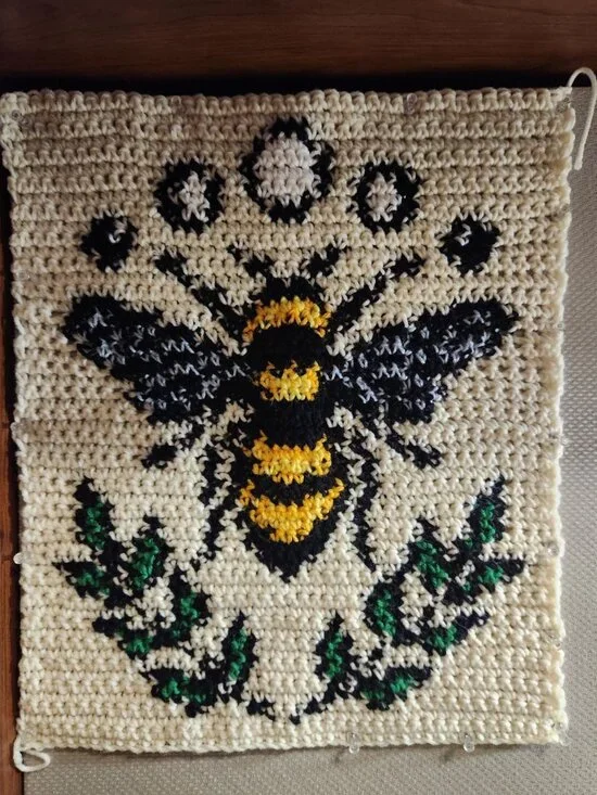 handmade bee tapestry