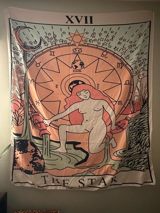 The Star Tarot Wall Tapestry - Peach & Cream
