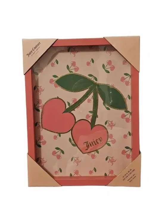 Juicy Couture Cherry Wall Art Pink Frame 12x16 JC Home Decor (Small Scratch)