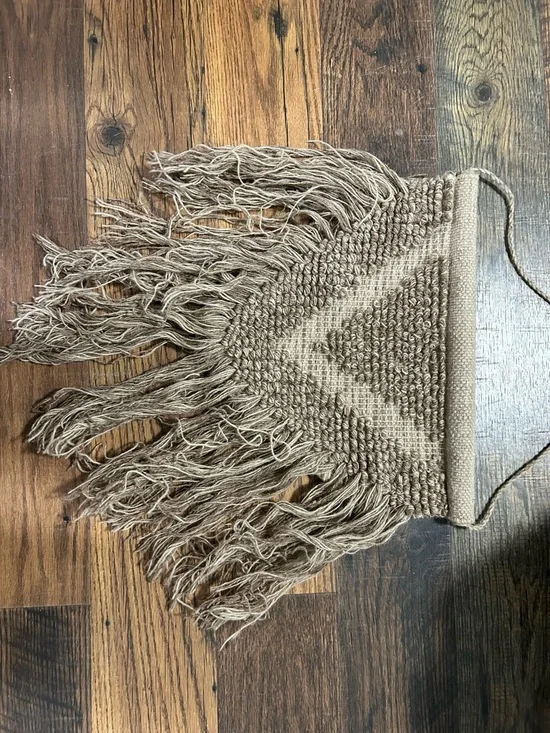 Handmade Boho Fringe Wall Hanging in Natural Brown