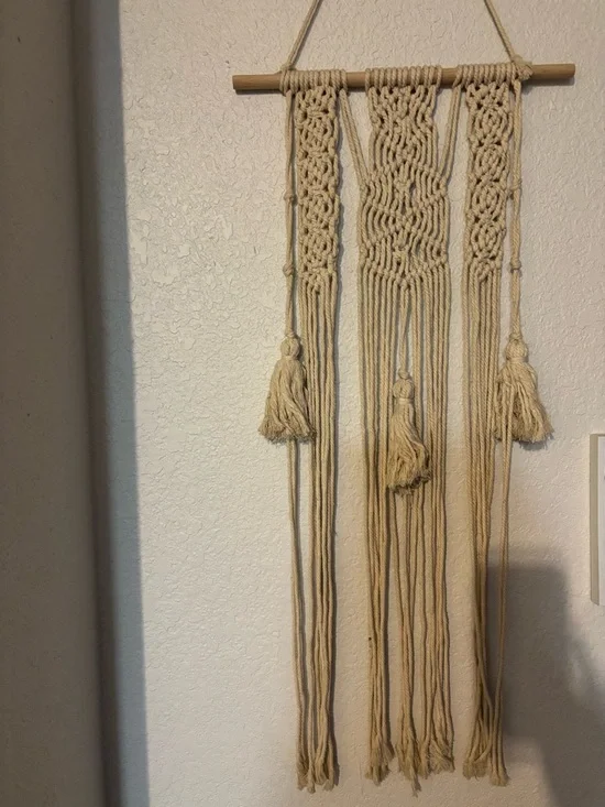 Handmade Cream Macramé Wall Hanging - Boho Home Wall Decor