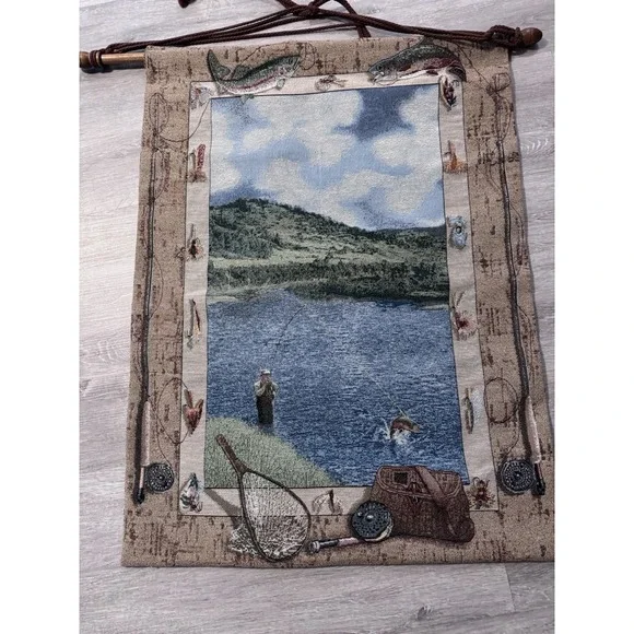 VTG Wall hanging Tapestry Fly Fishing Perfect Condition Beautiful