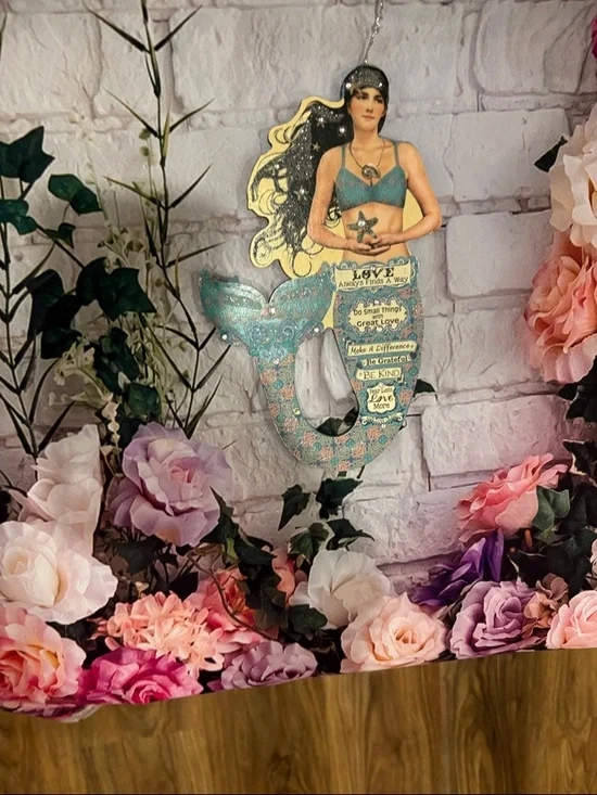Teal Mermaid Wall Hanging Decor - Inspirational Home Accent
