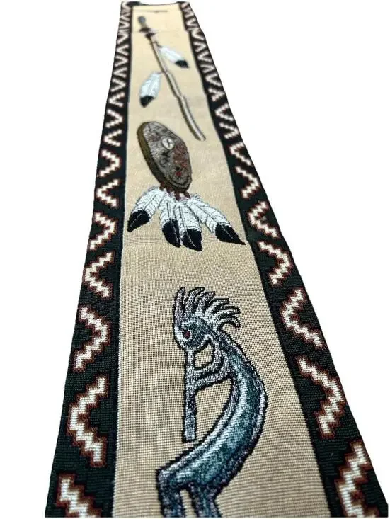 Southwestern Woven Tapestry Wall Hanging Kokopelli Feathers 39”