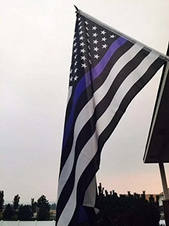 Thin Blue Line Police American Black White And Blue 3 by 5 Foot Flag w/ Grommets