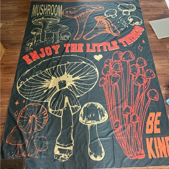 Mushroom 'Enjoy The Little Things' Wall Tapestry -