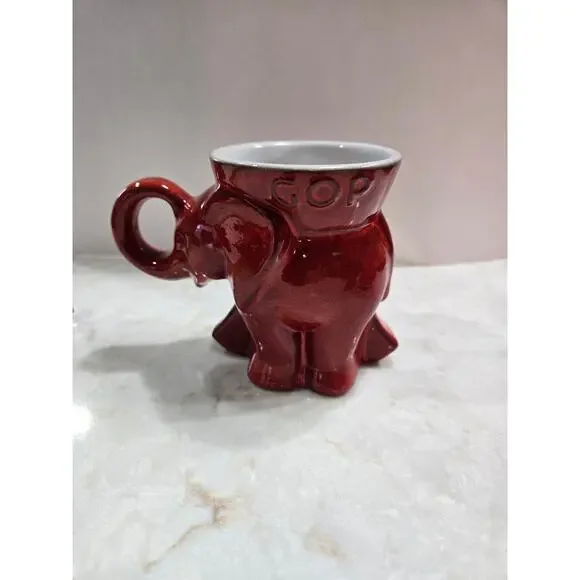 Vintage Republican GOP Elephant Coffee Cup Mug Red 1976 Frankoma Bicentennial
