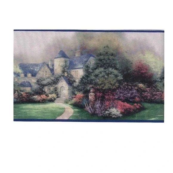 Thomas Kinkade‎ Painter of Light Beyond Autumn Gates Wallpaper Border Cottage