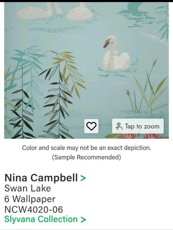 Nina Cambell 'Swan Lake' Print Luxury Wallpaper