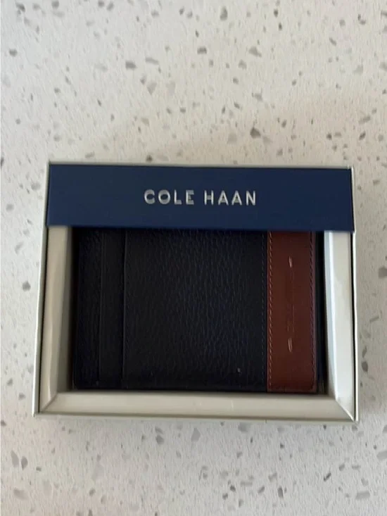 Cole Haan Black and Brown Leather Card Holder