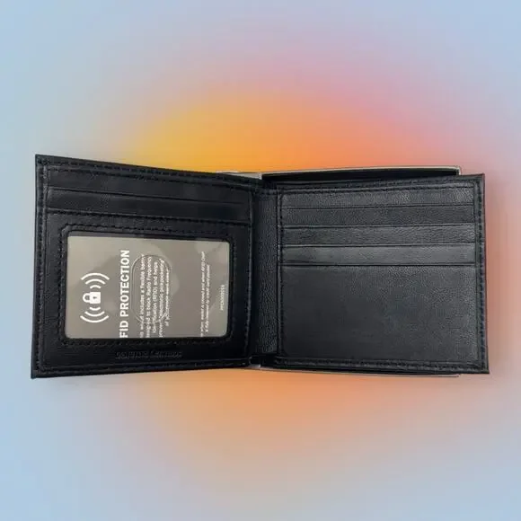 FALLS CREEK Men’s Black Genuine Leather Bifold Wallet RFID