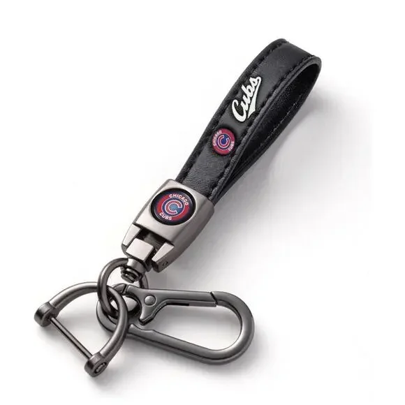 CHICAGO CUBS Genuine Leather Keychain Key Chain Ring Fob Holder Baseball NEW