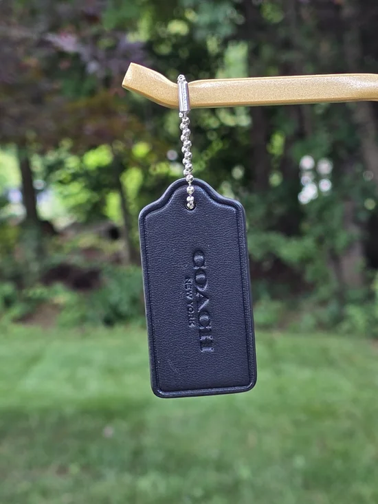 Coach Black Leather Hangtag W/Silver & Spare Gold Ball Chain