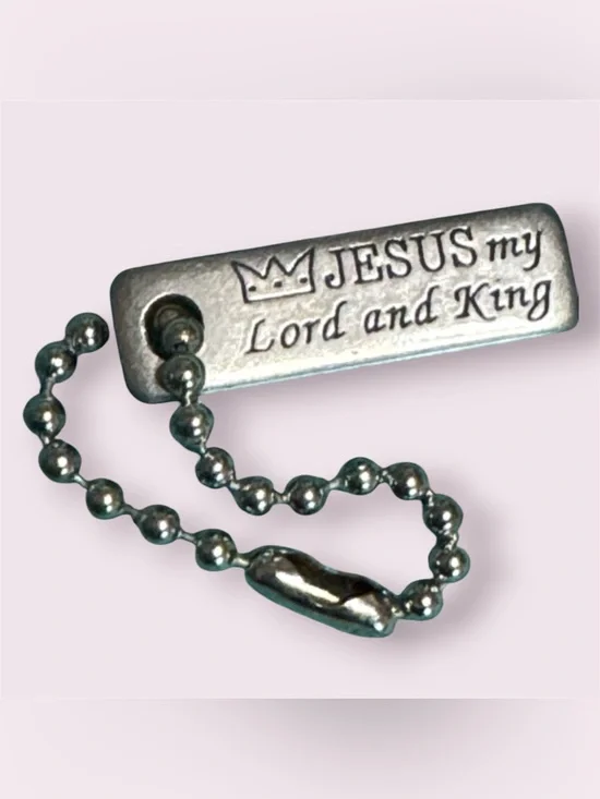 Religious Jesus My Lord and King Stainless Steel Keychain Silvertone