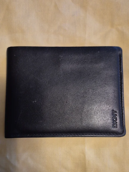 DKNY Black Leather Men's Wallet with Subtle Logo