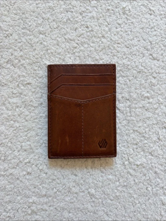 Slim Brown Leather Front Pocket Card Wallet - Johnston & Murphy